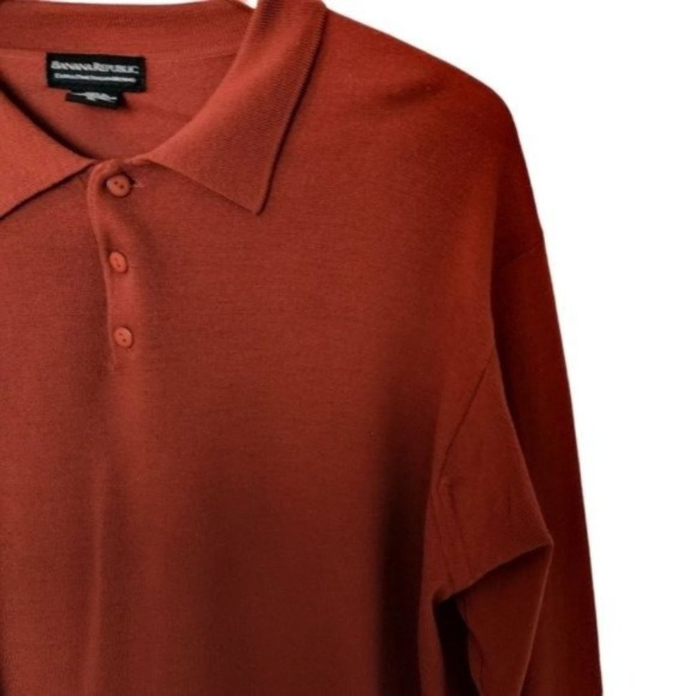 Banana Republic Extra Fine Italian Merino Wool Sweater Collar XL Rust Orange - Picture 5 of 10
